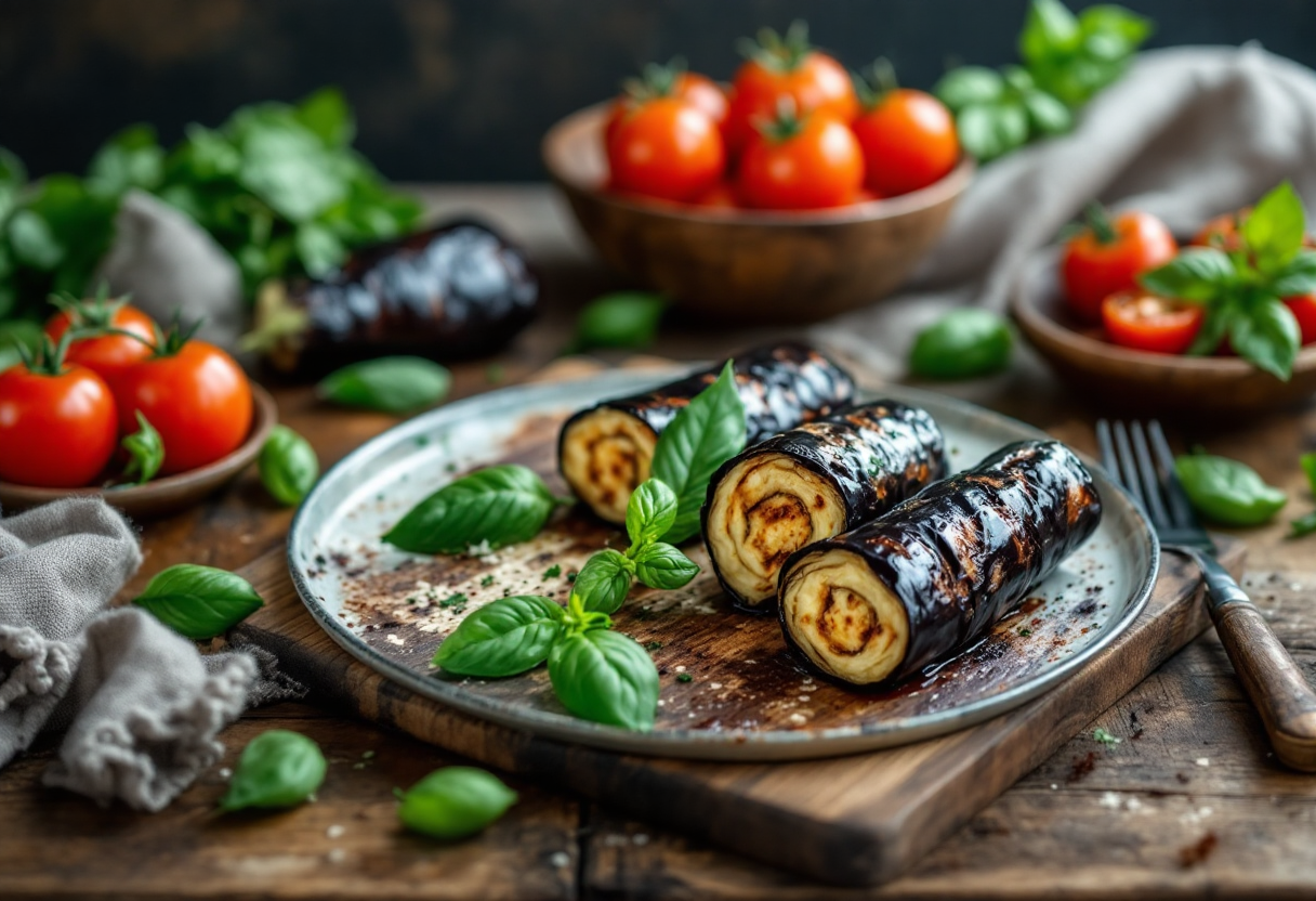 Involtini di melanzane ripieni di ingredienti freschi