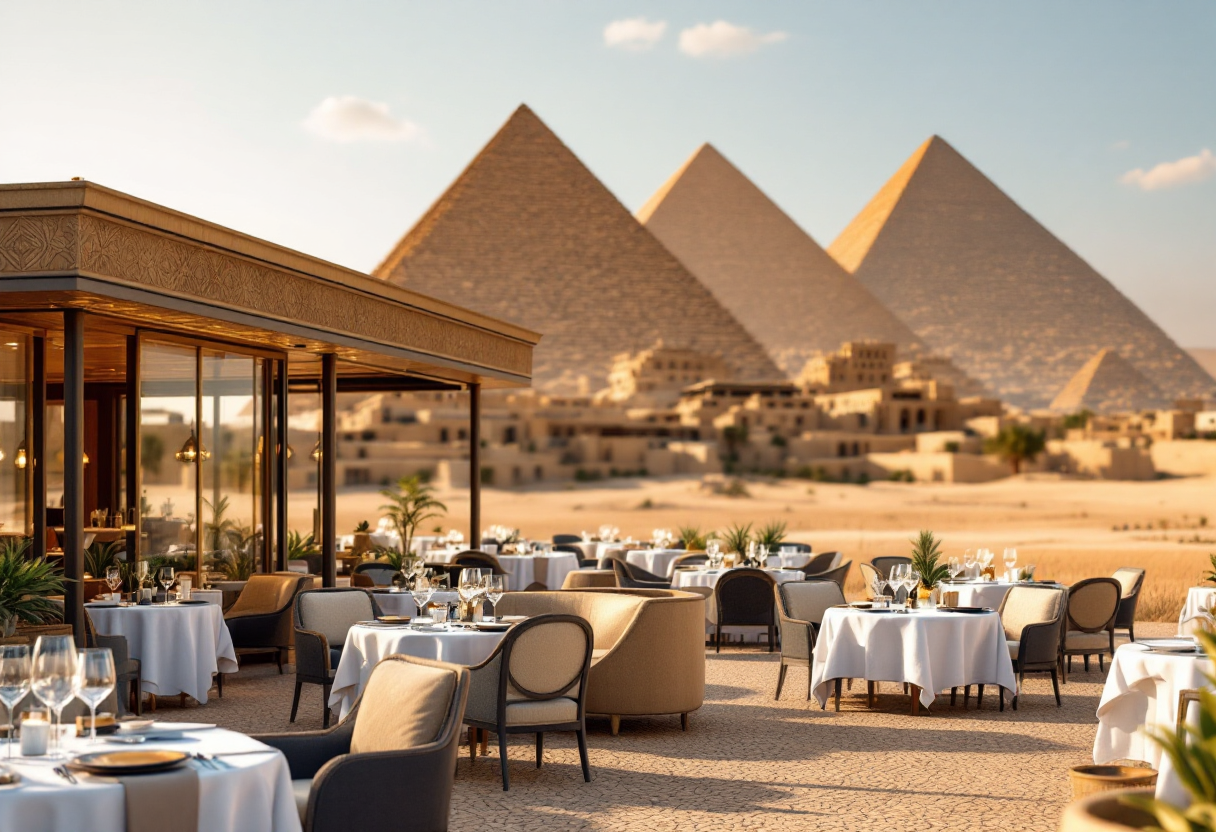 Interno elegante del ristorante Khufu's a Il Cairo