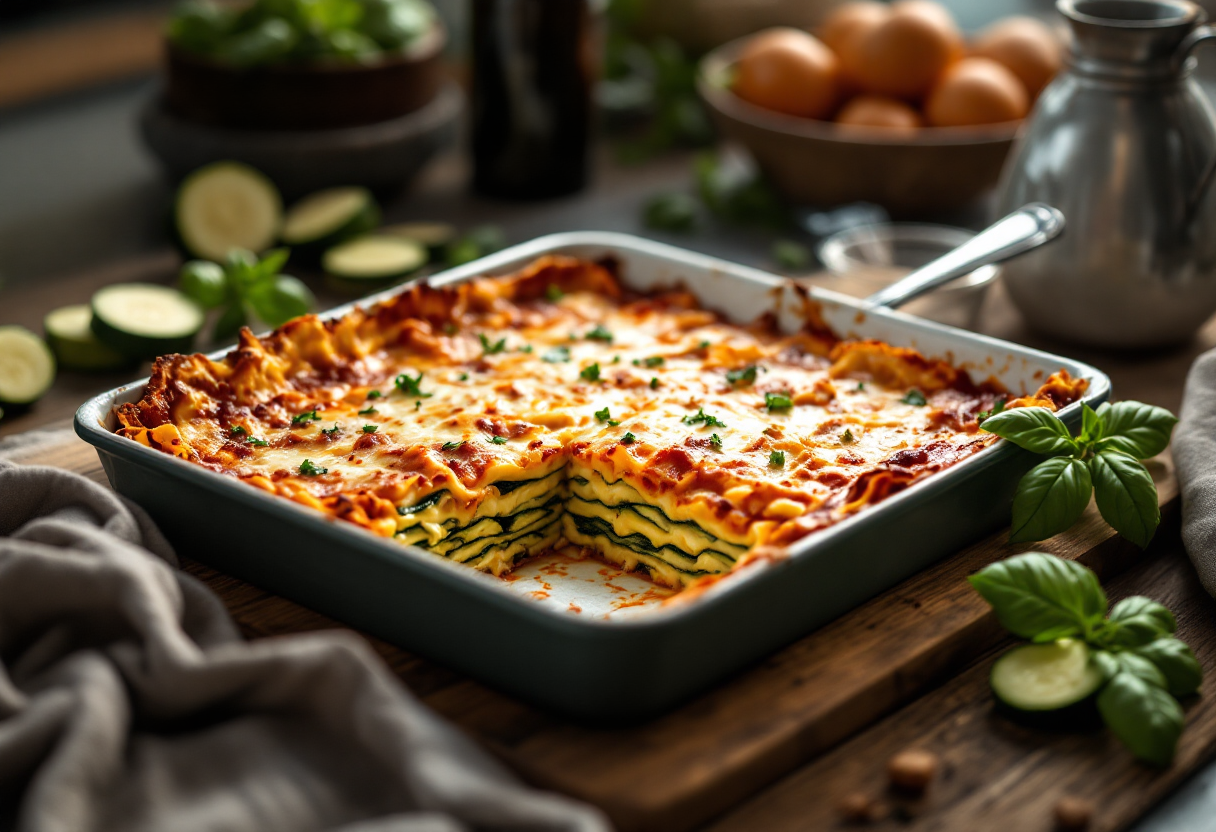Deliziose lasagne vegetariane con zucchine e stracchino