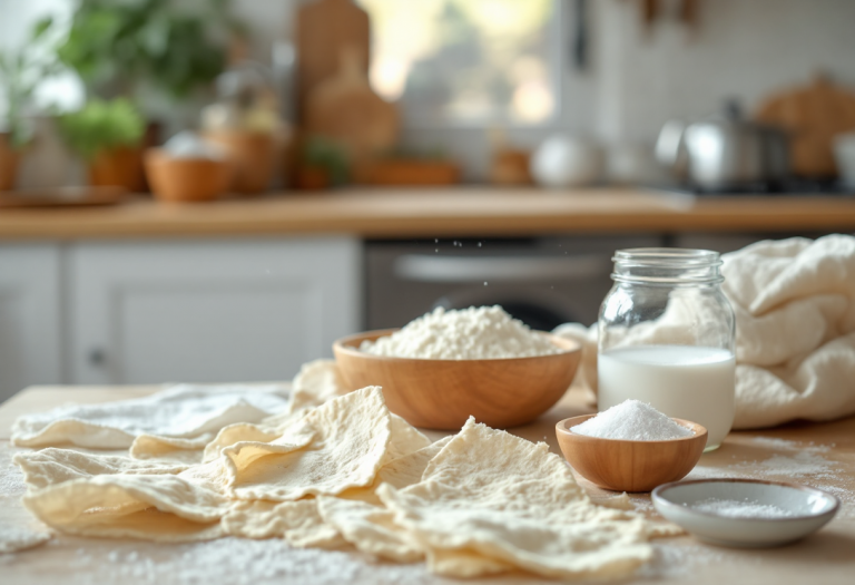 Pane lavash armeno servito con ingredienti freschi