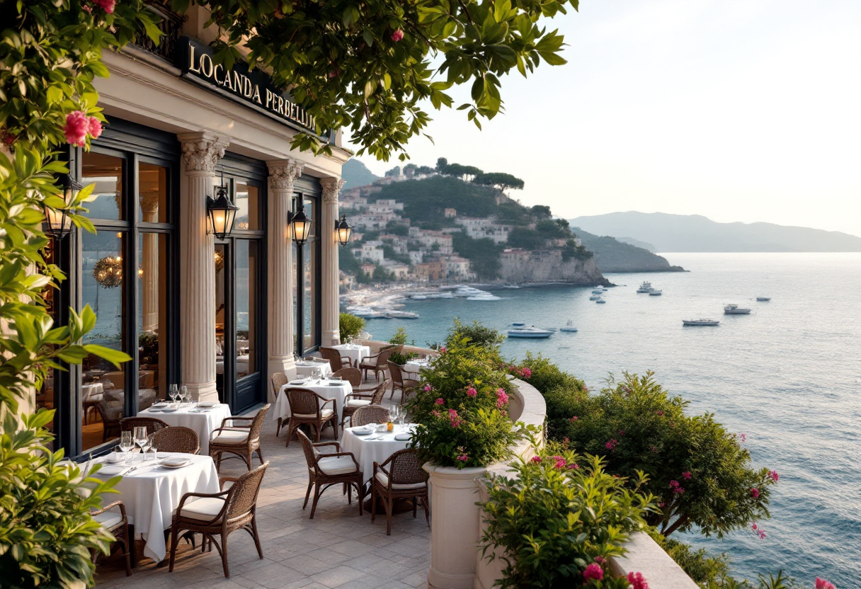 Vista della Locanda Perbellini al Mare sulla spiaggia