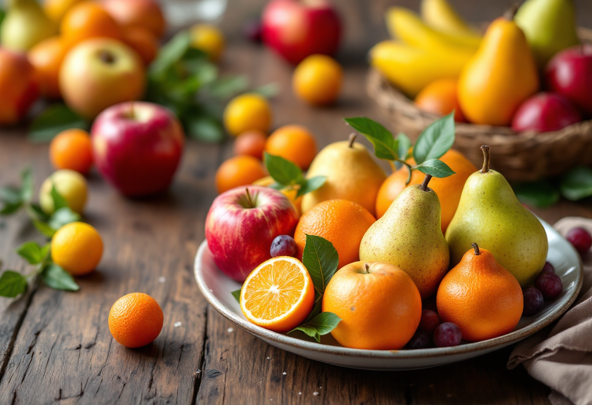 Frutta fresca su un tavolo per una dieta sana
