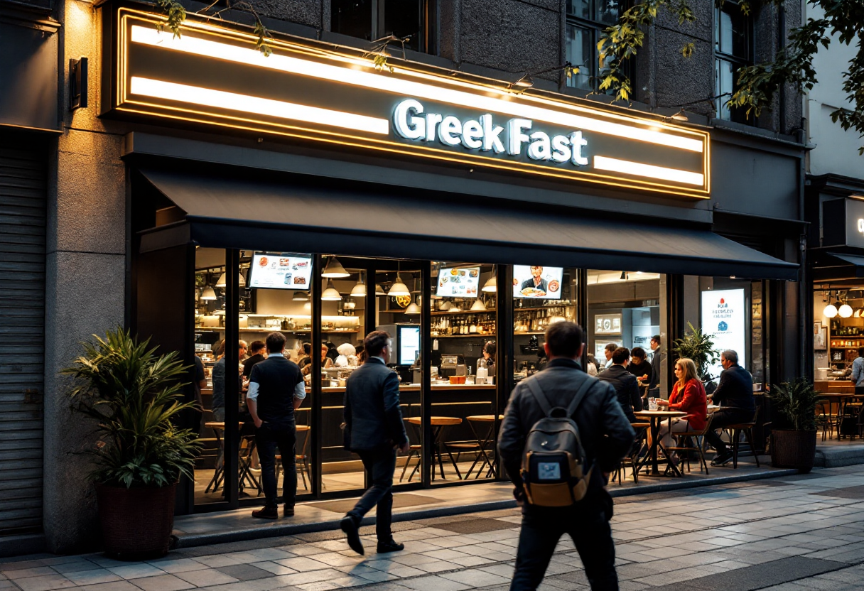 Logo di Milos Greek Food, catena di fast food greco a Roma
