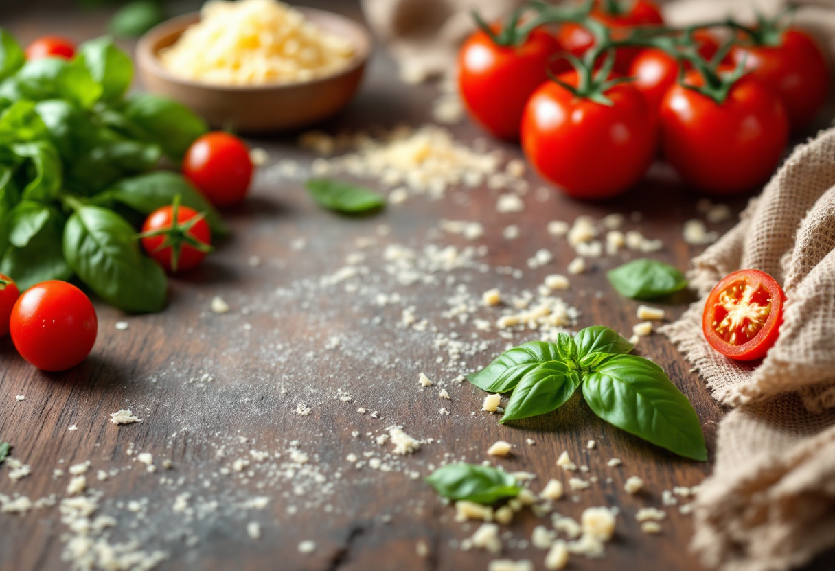 Pasta alla cardinale con ingredienti freschi e colorati