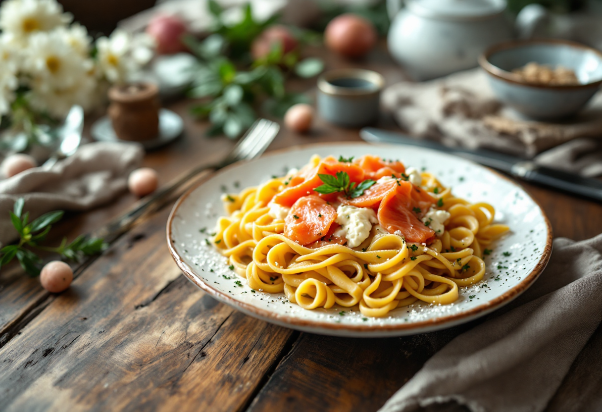 Pasta ripiena con salmone affumicato e ricotta