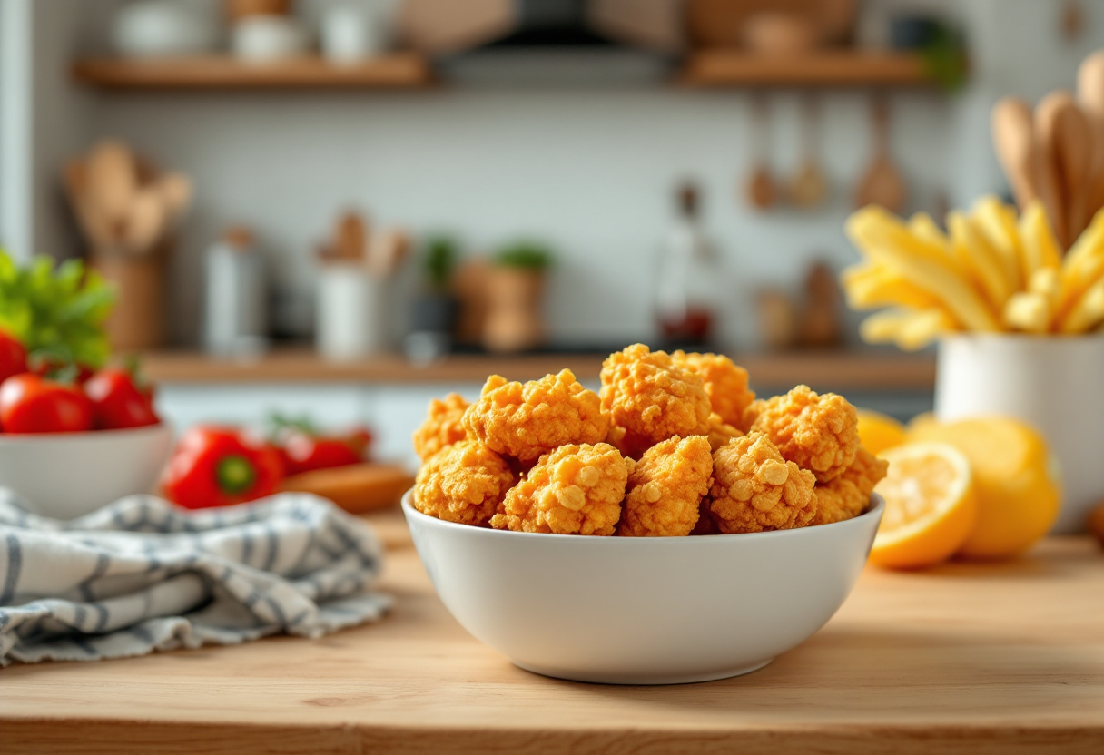 Pepite di pollo dorate e croccanti con fiocchi di mais