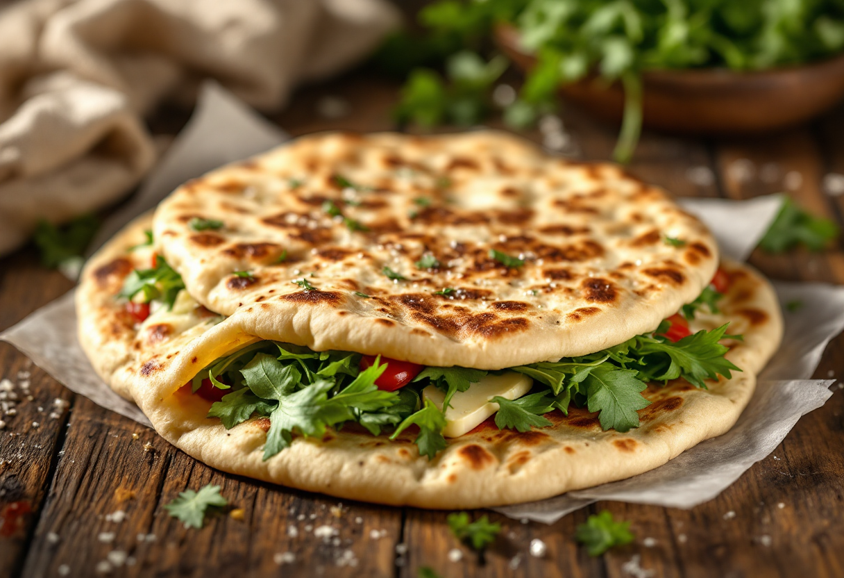 Piadina emiliana con rucola fresca e squacquerone cremoso