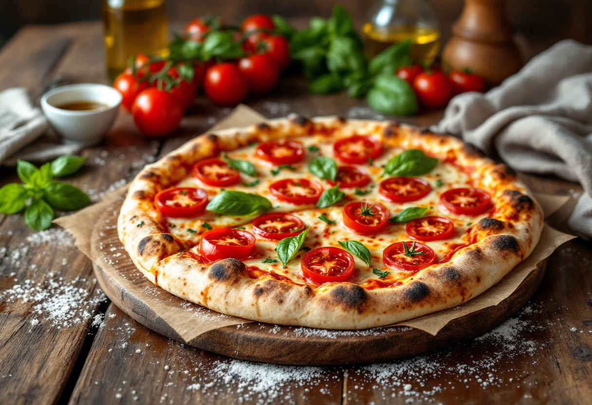 Pizza fresella con ingredienti freschi e colorati