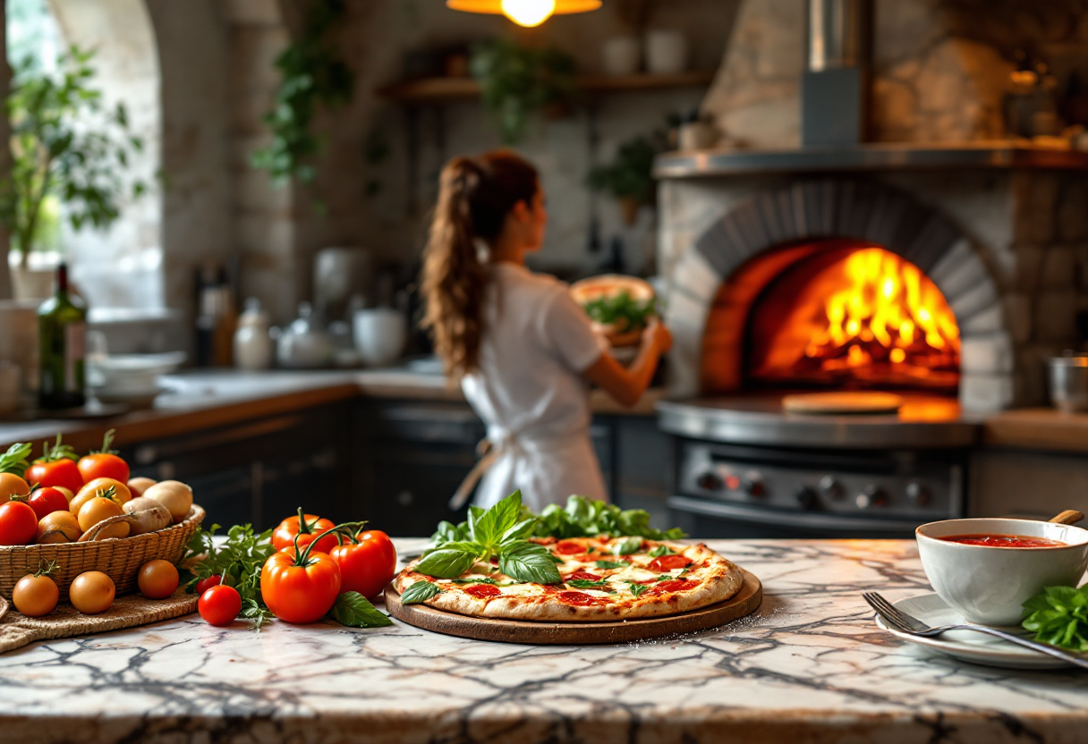 Pizzeria tipica di Napoli con pizza tradizionale
