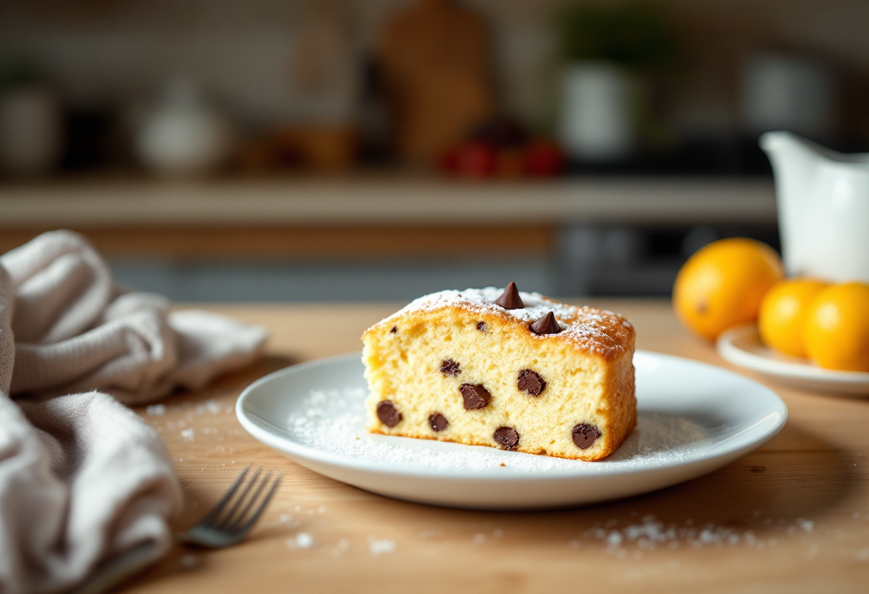 Plumcake stracciatella appena sfornato su un piatto