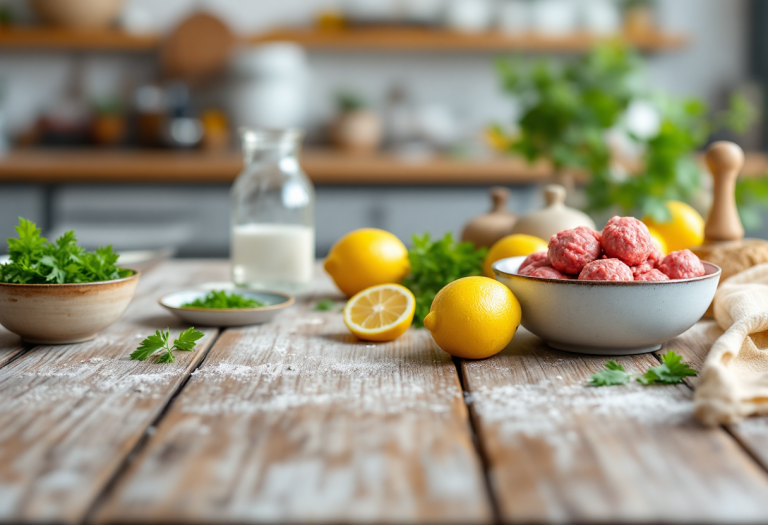 Polpette al limone servite con contorni freschi