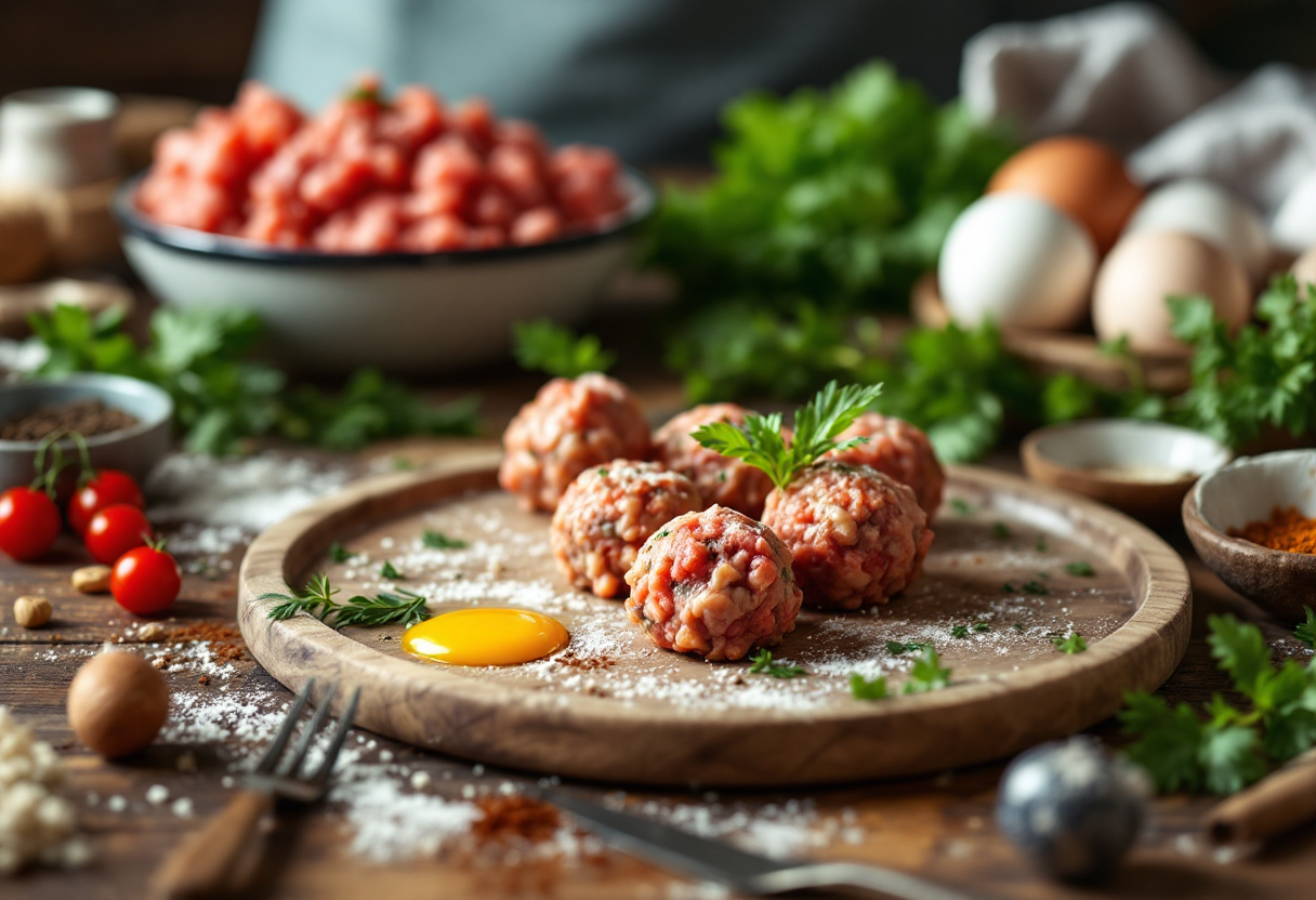 Polpette senza pane servite con contorni freschi
