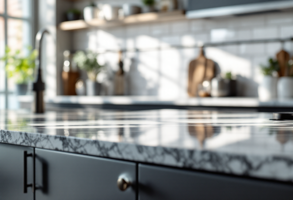 Immagine di una cucina pulita e ordinata dopo la pulizia