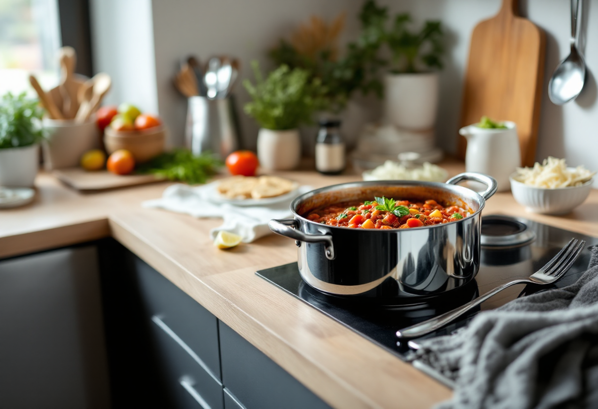 Ragù vegetariano di seitan servito in un piatto