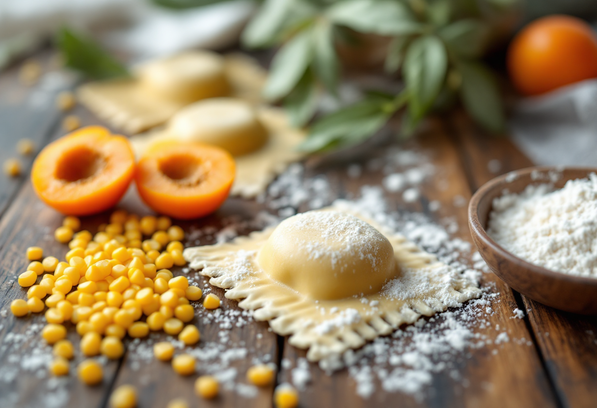 Ravioli dolci con ripieno di albicocche e mais