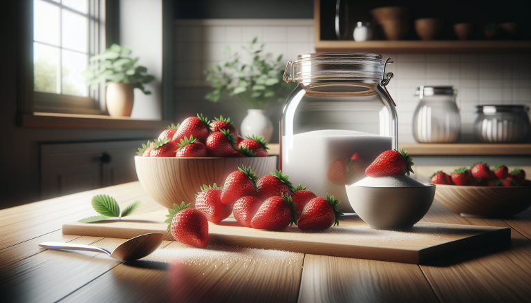 Marmellata di fragole fresca in un barattolo