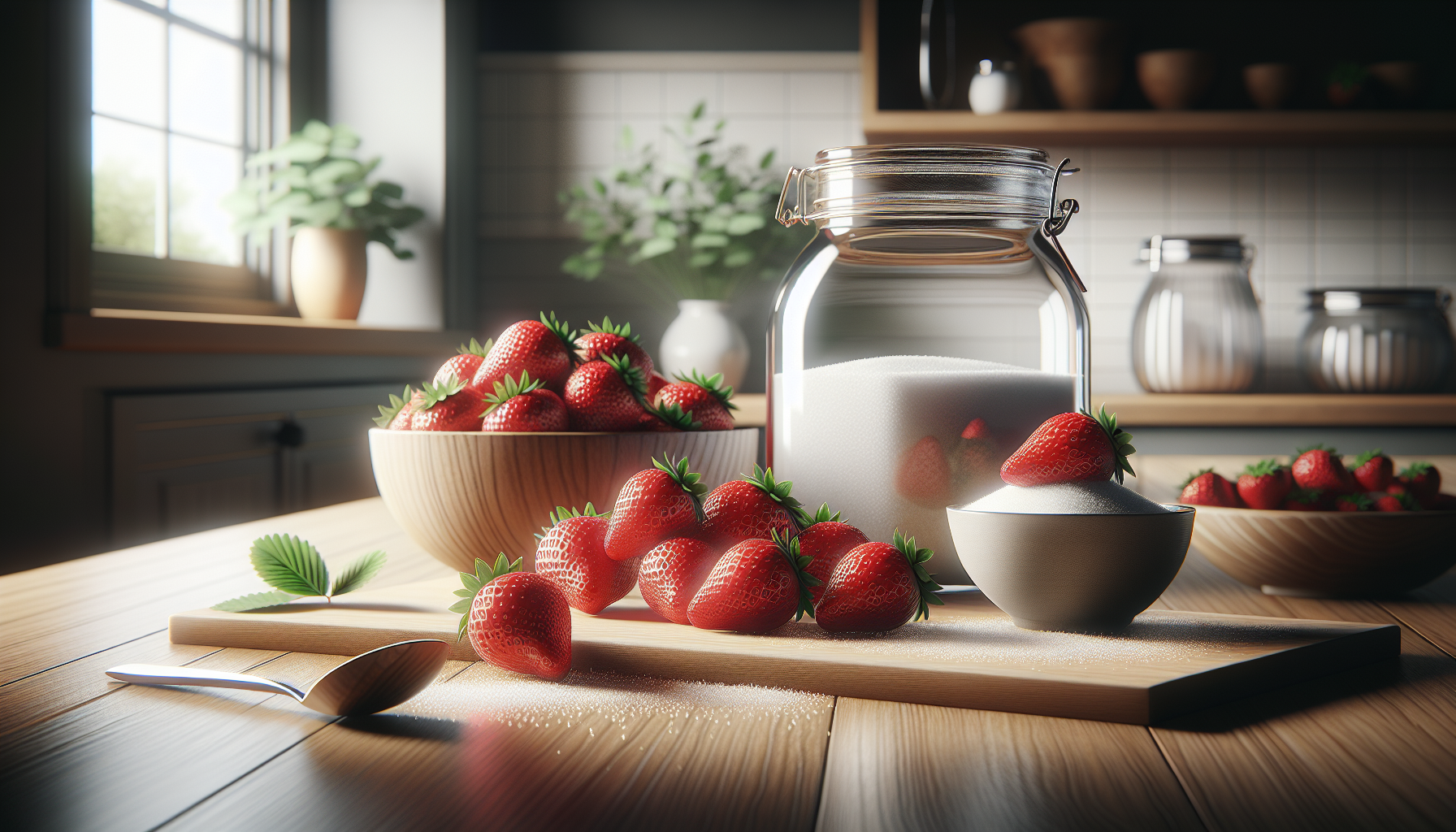 Marmellata di fragole fresca in un barattolo