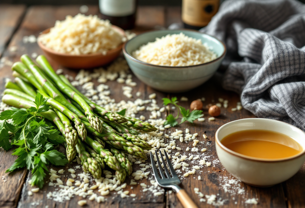 Risotto con asparagi verdi e bianchi, piatto primaverile