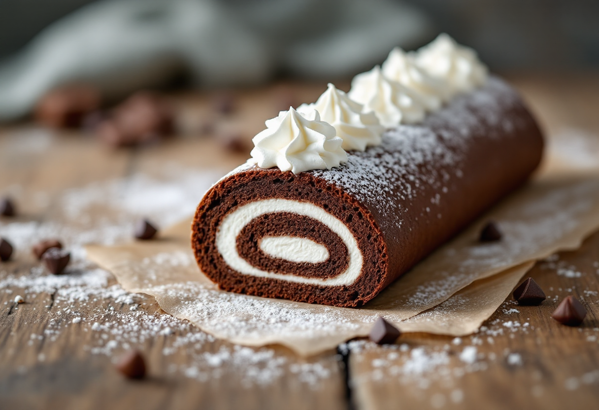Delizioso rotolo al cioccolato senza glutine