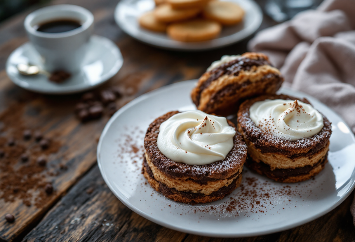 Scones al cacao serviti con crema bianca