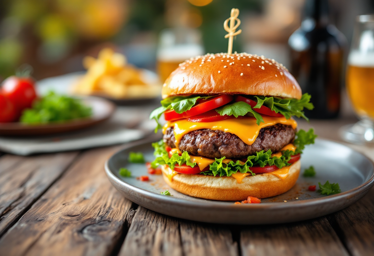Hamburger gourmet con ingredienti freschi e locali