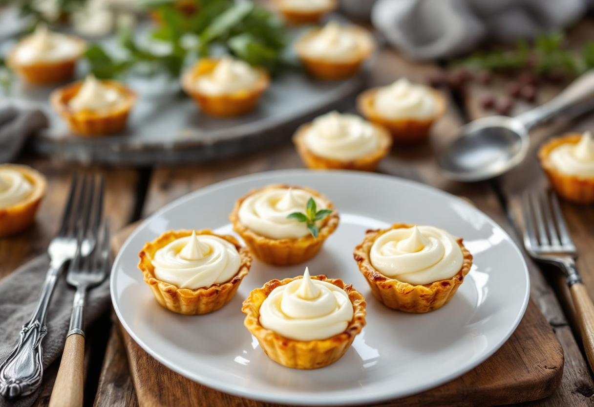Tartellette con crema alla vaniglia su un piatto elegante