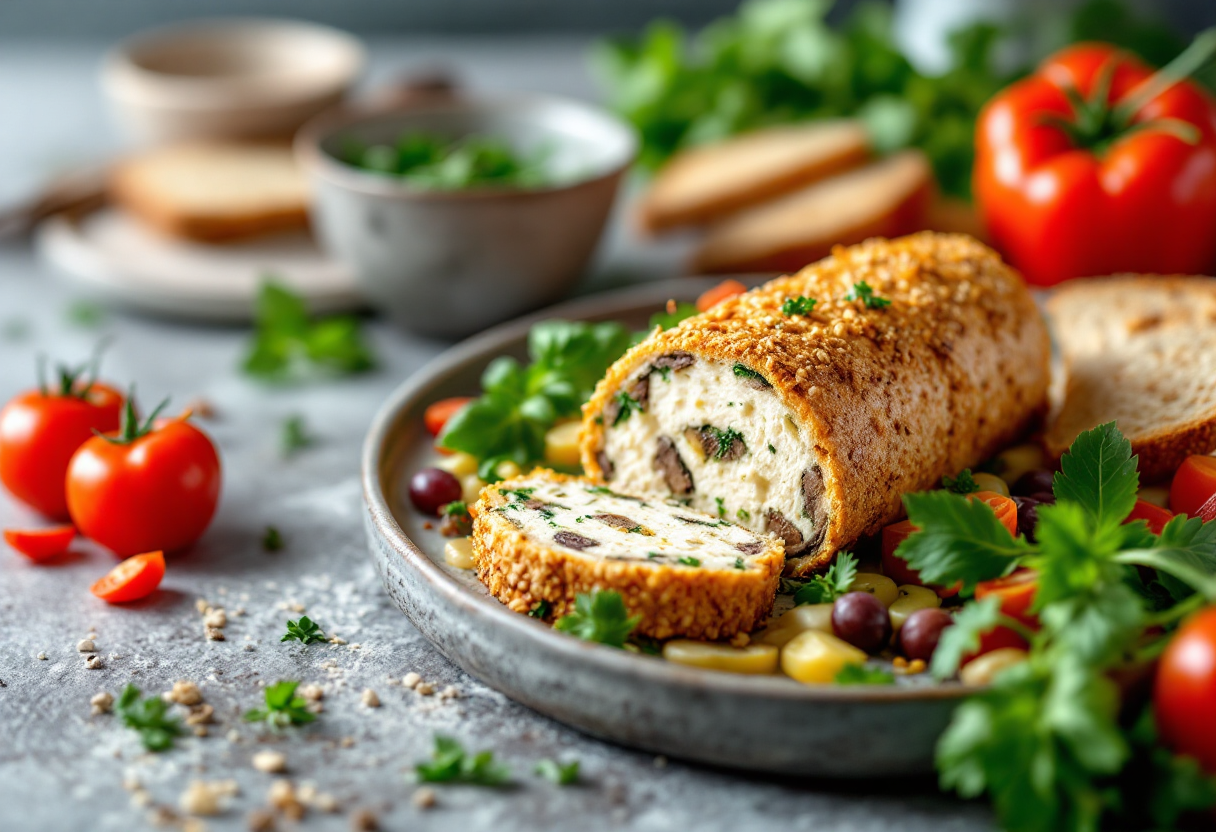 Terrina vegetariana colorata e gourmet pronta da servire