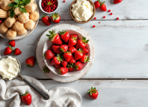 Tiramisù alle fragole decorato con frutta fresca