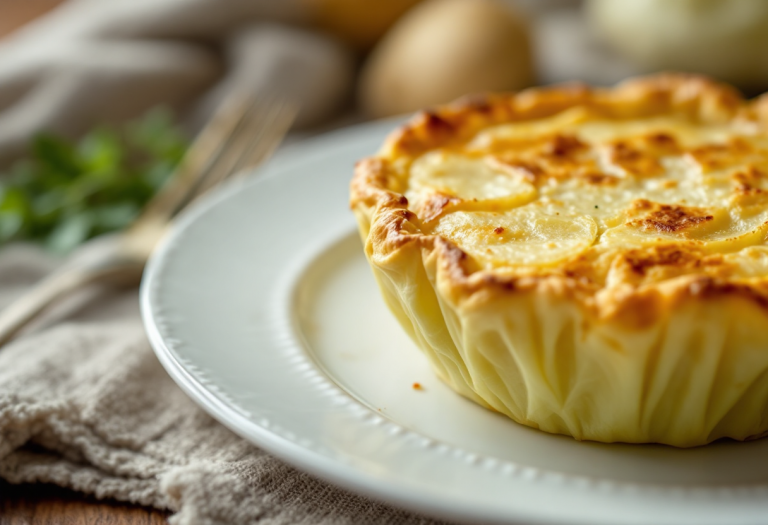 Tortino vegetariano di patate avvolto in verza