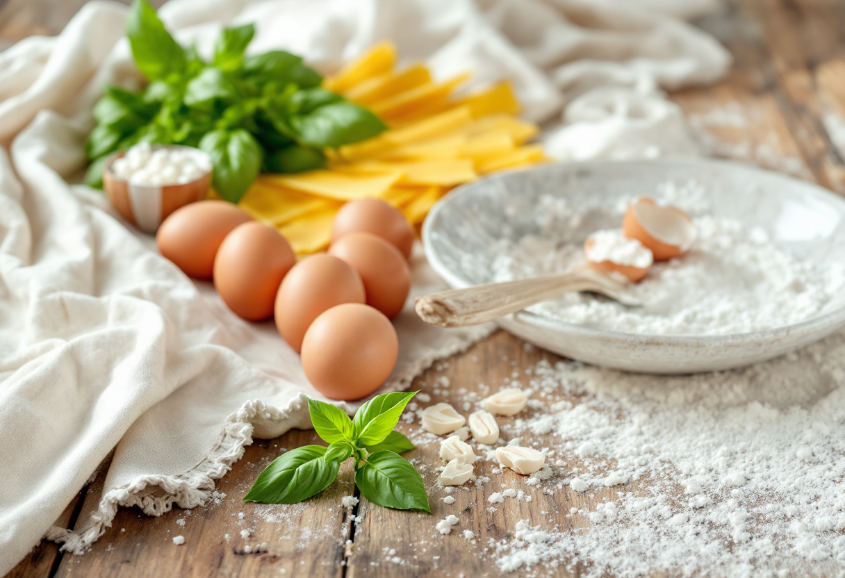 Pasta fresca italiana fatta a mano con ingredienti freschi