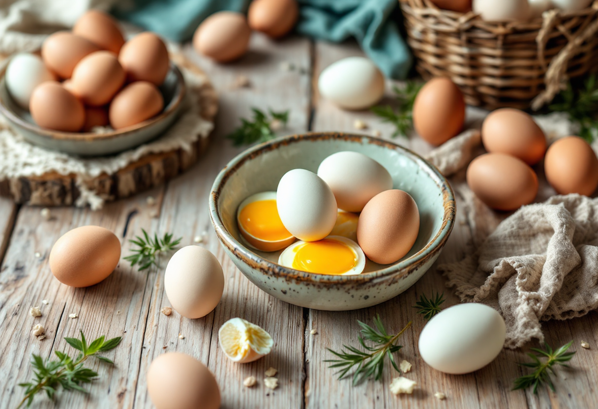 Immagine di un uovo vegano in un contesto naturale