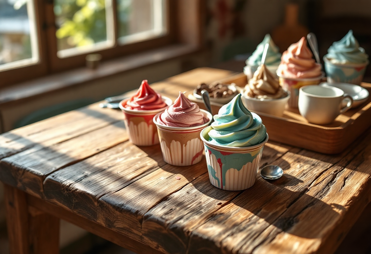 Esperti degustano gelato artigianale in un laboratorio
