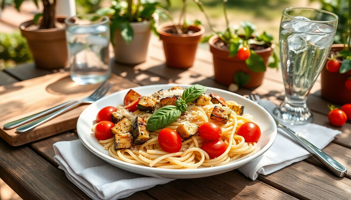 ricetta estiva pasta fredda con melanzane e pomodorini 1750486612