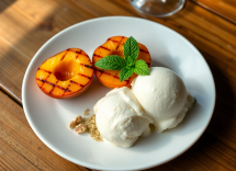 ricetta irresistibile pesche grigliate con gelato al fieno 1751162097