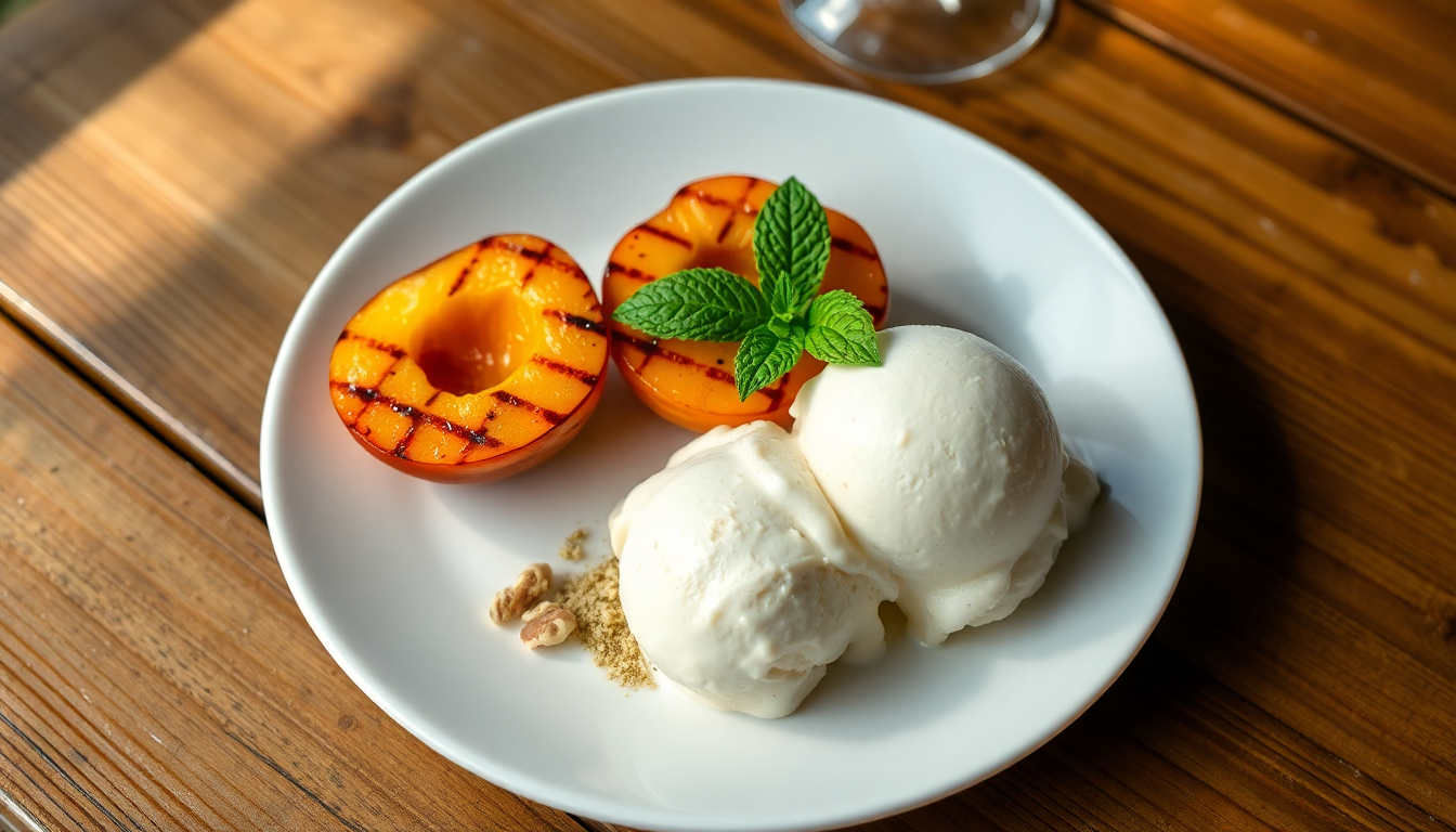 ricetta irresistibile pesche grigliate con gelato al fieno 1751162097