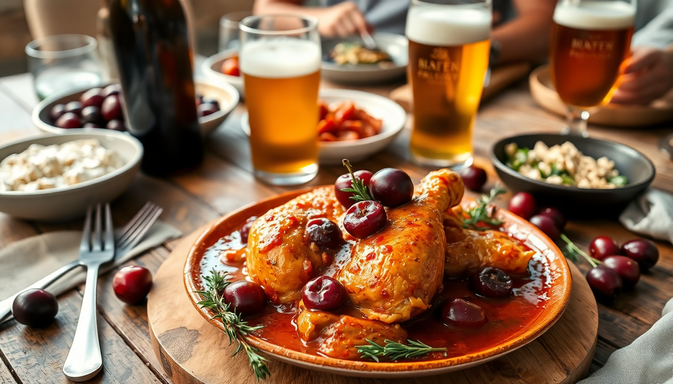 ricetta irresistibile pollo alla birra con ciliegie e erbe aromatiche 1751198679