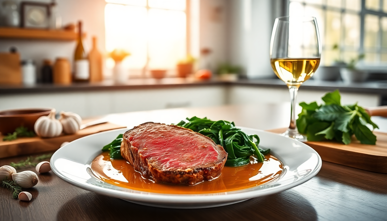 scopri come cucinare un filetto di fassona con salsa al vino bianco e spinaci 1749951745