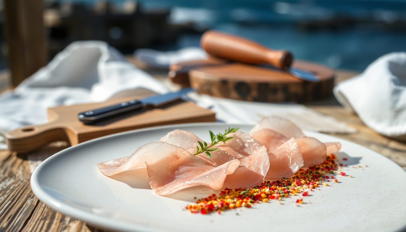 scopri come preparare un delizioso carpaccio di pesce spada con polvere aromatica 1750081123