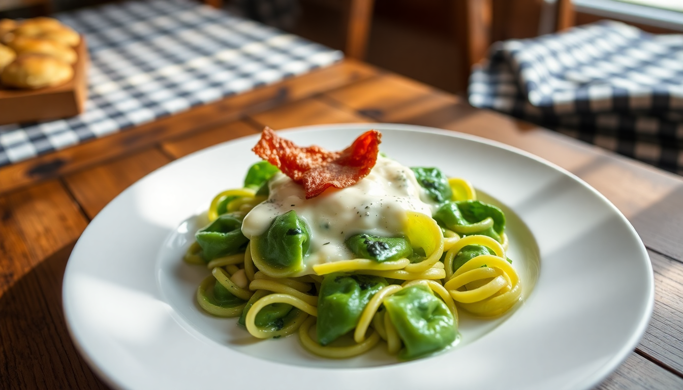 spatzle di spinaci con speck e panna un primo piatto ricco di sapori 1749334102