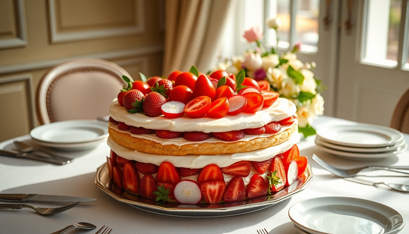 una torta sorprendente con fragole e ravanelli per occasioni speciali 1751176720