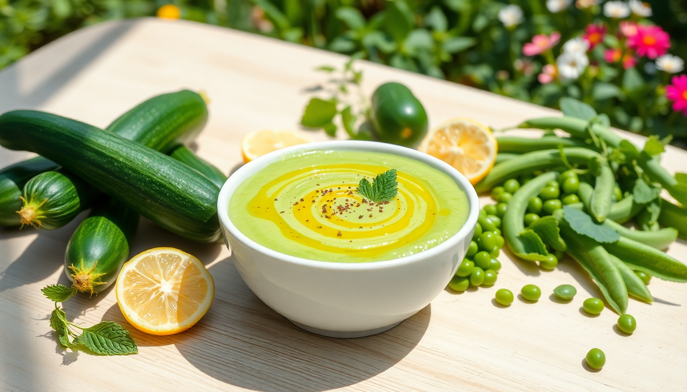 ricetta estiva crema fredda di zucchine e piselli per pranzi leggeri 1751542666