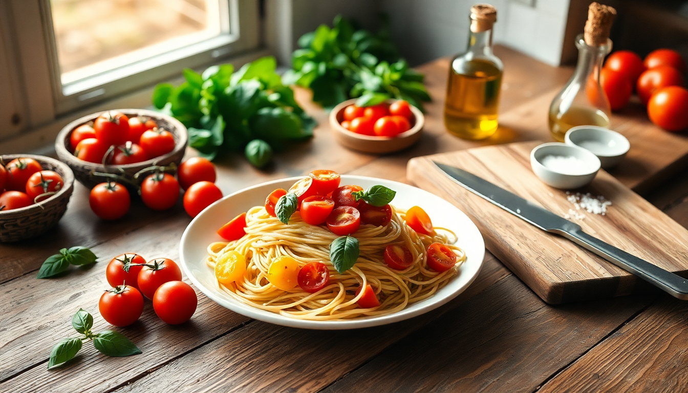 scopri come rendere speciali gli spaghetti con pomodorini e basilico 1751443446