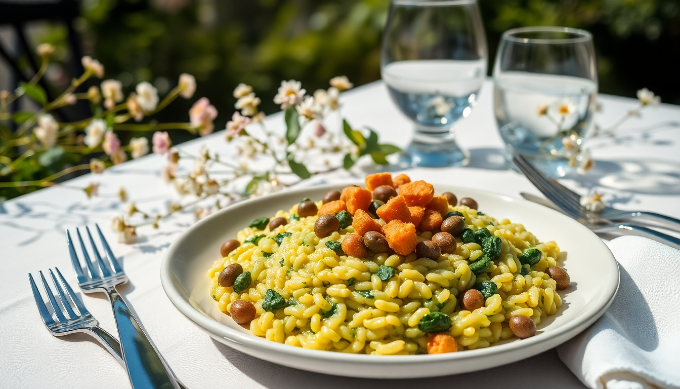 scopri il risotto estivo alla robiola con spinaci e capperi fritti 1752444671