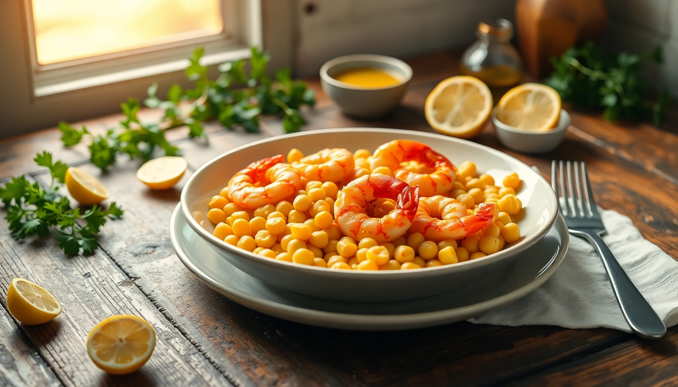 scopri la leggera ricetta di ceci allo zafferano con gamberi 1752165557