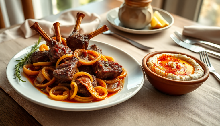 scopri la ricetta dellagnello con cipolle in agro e babaganoush 1751436098