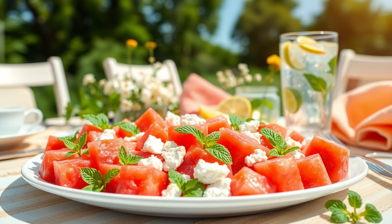 scopri la ricetta dellinsalata di anguria e feta perfetta per lestate 1752653382