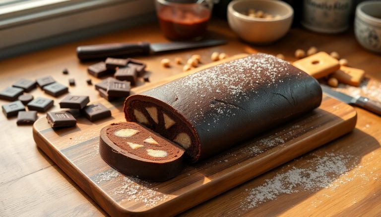 ricetta facile e veloce del salame di cioccolato con biscotti delizia da preparare in pochi passi 1766848902