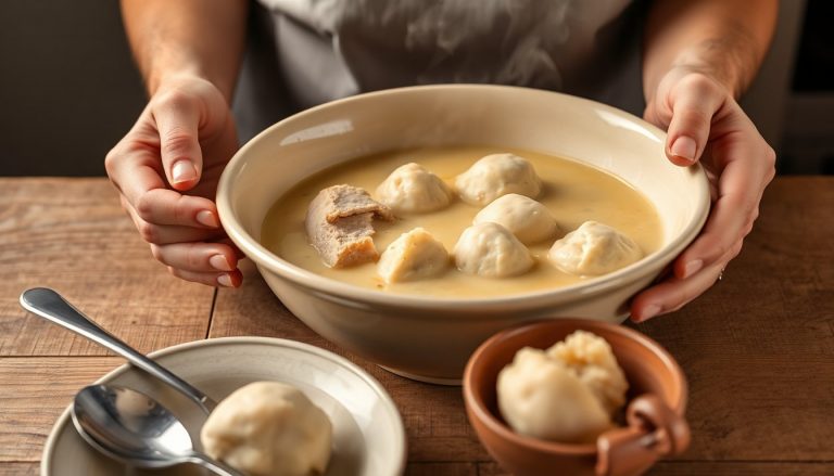 ricetta di pollo e dumpling fatti in casa con brodo cremoso 1771001557